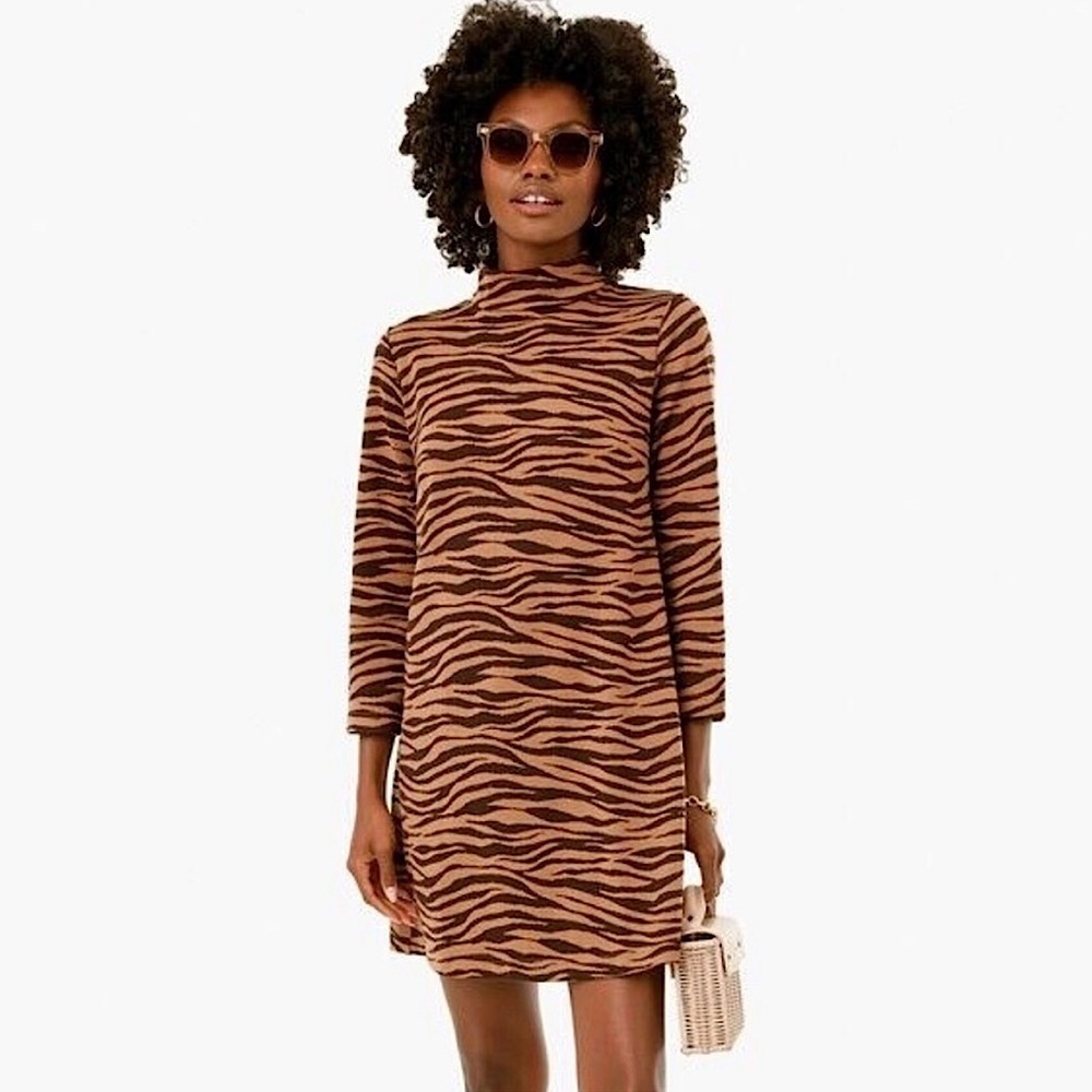 Tuckernuck Ellie Striped Mock‎ Neck Knit Dress Tiger Small